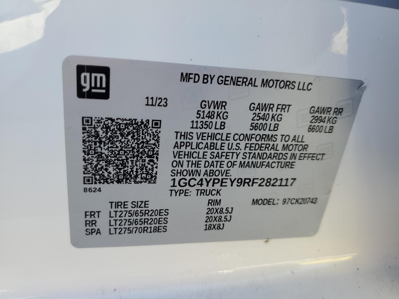 2024 CHEVROLET SILVERADO K2500 HEAVY DUTY LTZ VIN:1GC4YPEY9RF282117