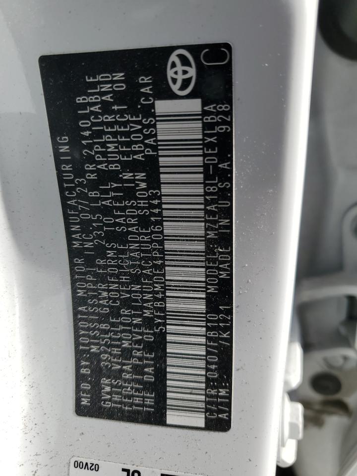 2023 TOYOTA COROLLA LE VIN:5YFB4MDE4PP061443
