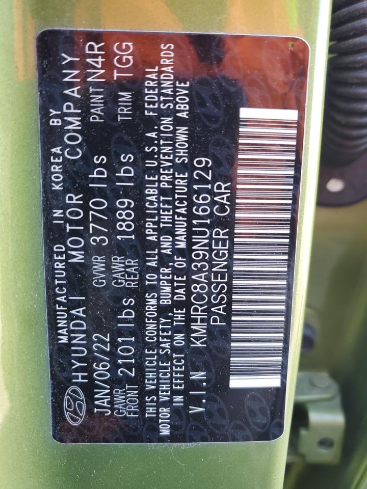 2022 HYUNDAI VENUE SEL VIN:KMHRC8A39NU166129