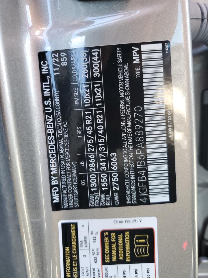 2023 MERCEDES-BENZ GLE 350 VIN:4JGFB4JB6PA889270