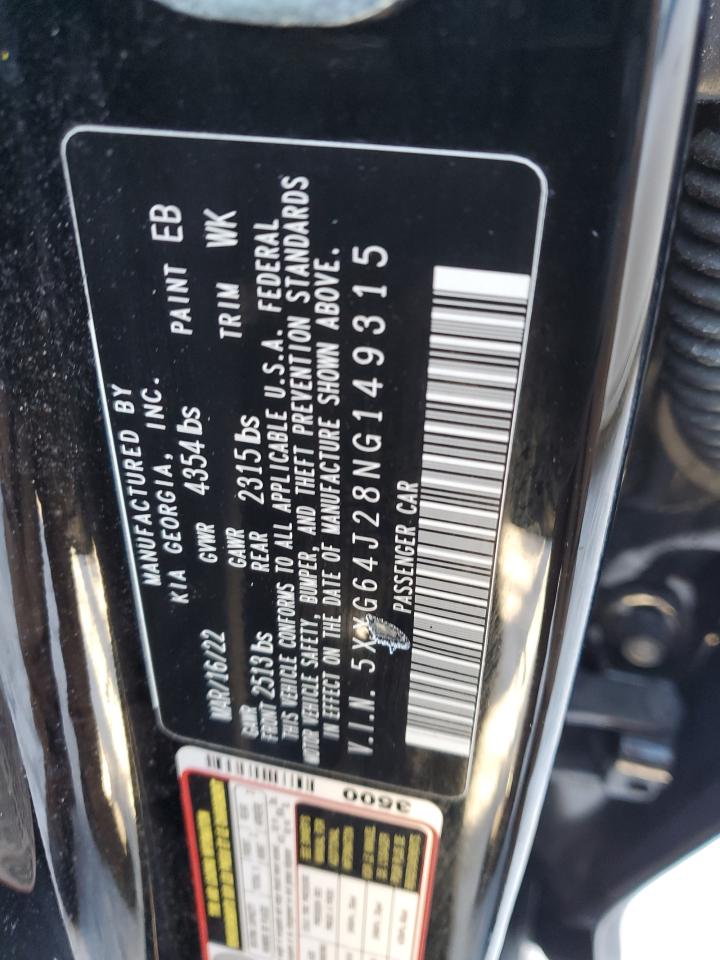 2022 KIA K5 GT LINE VIN:5XXG64J28NG149315