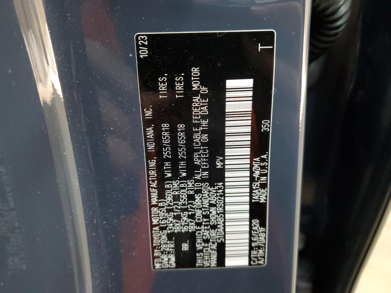 2024 TOYOTA GRAND HIGHLANDER XLE VIN:5TDAAAB51RS021434