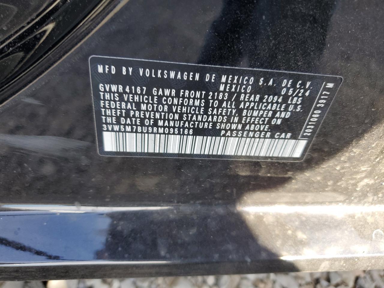 2024 VOLKSWAGEN JETTA S VIN:3VW5M7BU9RM095166