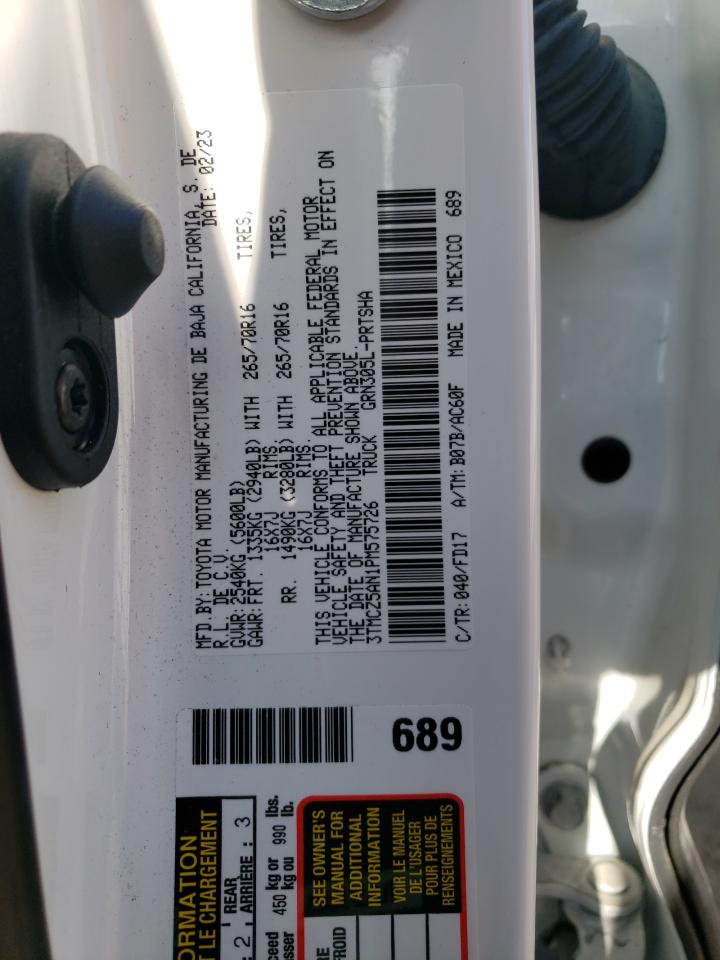 2023 TOYOTA TACOMA DOUBLE CAB VIN:3TMCZ5AN1PM575726