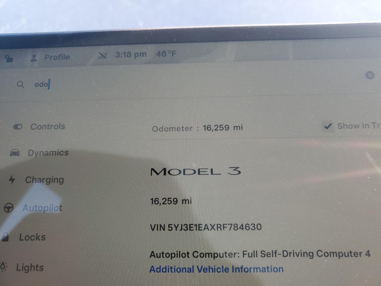 2024 TESLA MODEL 3  VIN:5YJ3E1EAXRF784630