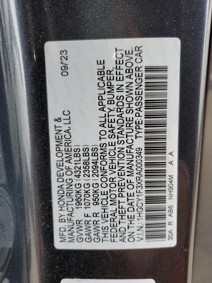 2024 HONDA ACCORD EX VIN:1HGCY1F3XRA000349