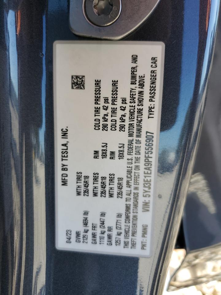 2023 TESLA MODEL 3  VIN:5YJ3E1EA9PF556907