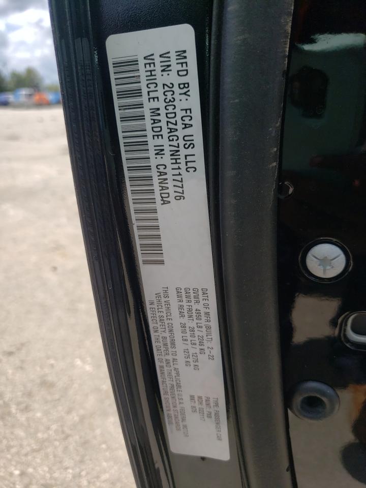 2022 DODGE CHALLENGER SXT VIN:2C3CDZAG7NH117776