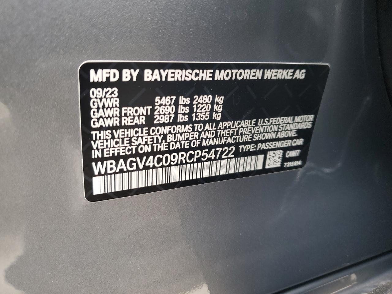 2024 BMW 840XI  VIN:5TFUM5F19EX051644