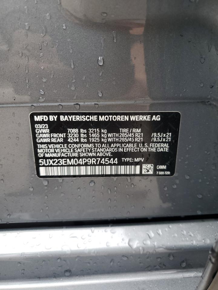 2023 BMW X7 XDRIVE40I VIN:5UX23EM04P9R74544