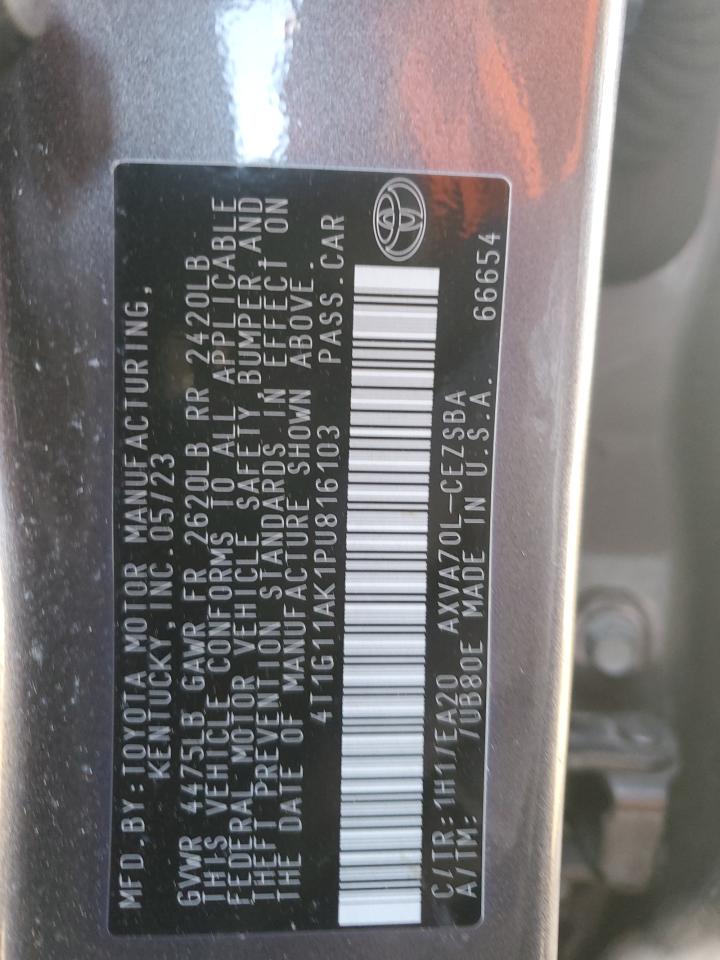 2023 TOYOTA CAMRY SE NIGHT SHADE VIN:4T1G11AK1PU816103