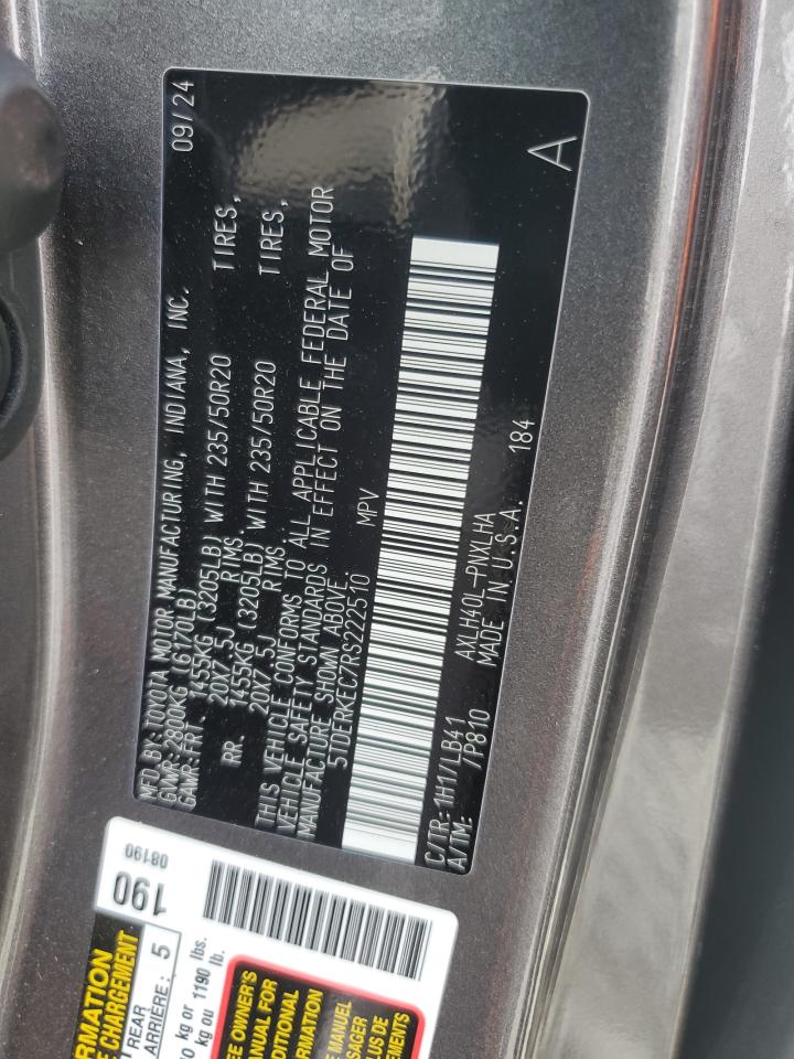 2024 TOYOTA SIENNA LIMITED VIN:5TDERKEC7RS222510