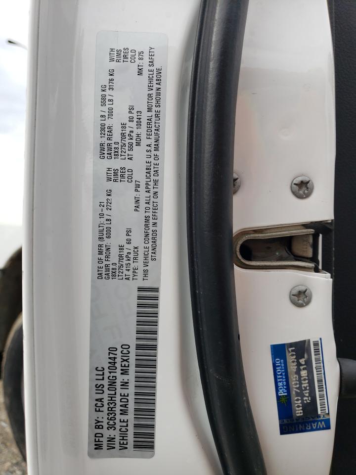2022 RAM 3500 BIG HORN/LONE STAR VIN:3C63R3HL0NG104470