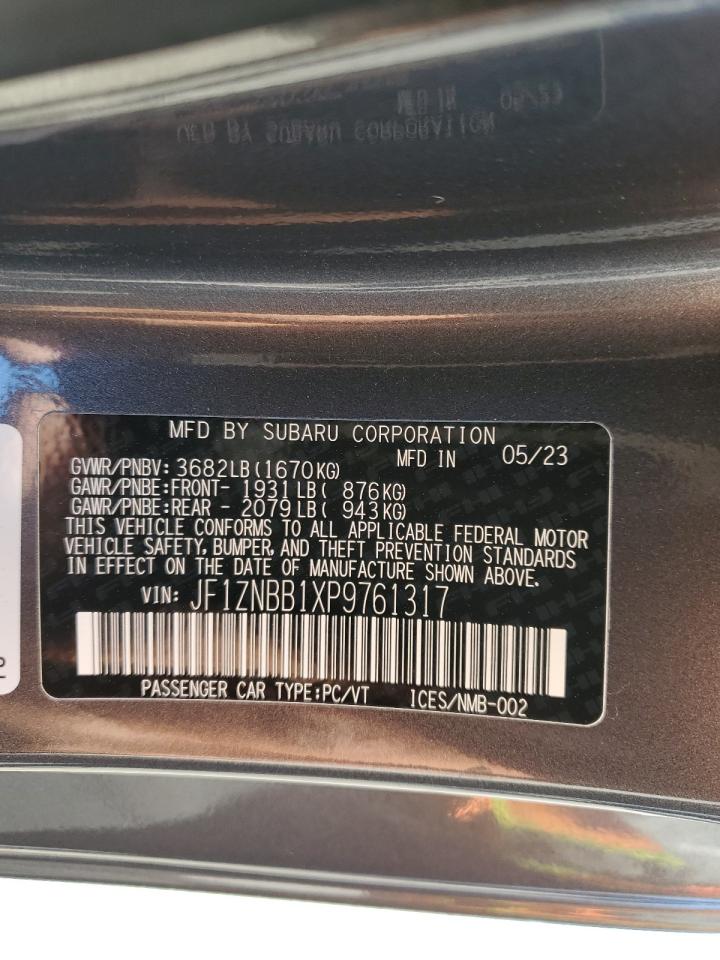 2023 TOYOTA GR 86  VIN:JF1ZNBB1XP9761317