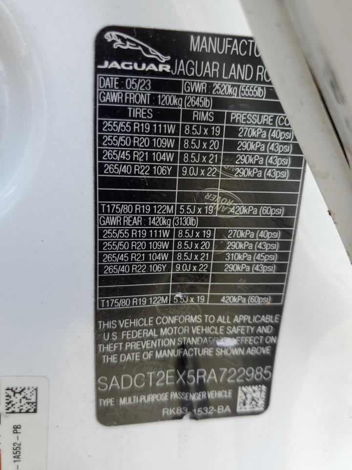 2024 JAGUAR F-PACE R-DYNAMIC S VIN:SADCT2EX5RA722985