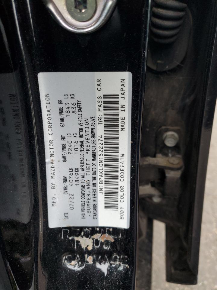 2022 MAZDA 3 SELECT VIN:JM1BPAKL0N1522274