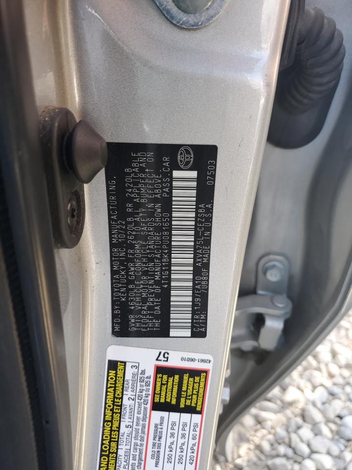 2023 TOYOTA CAMRY SE NIGHT SHADE VIN:4T1G11BK4PU081650