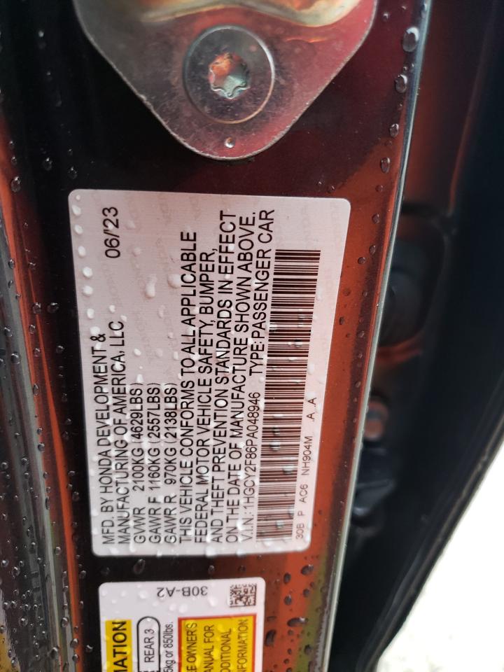 2023 HONDA ACCORD TOURING HYBRID VIN:1HGCY2F86PA048946
