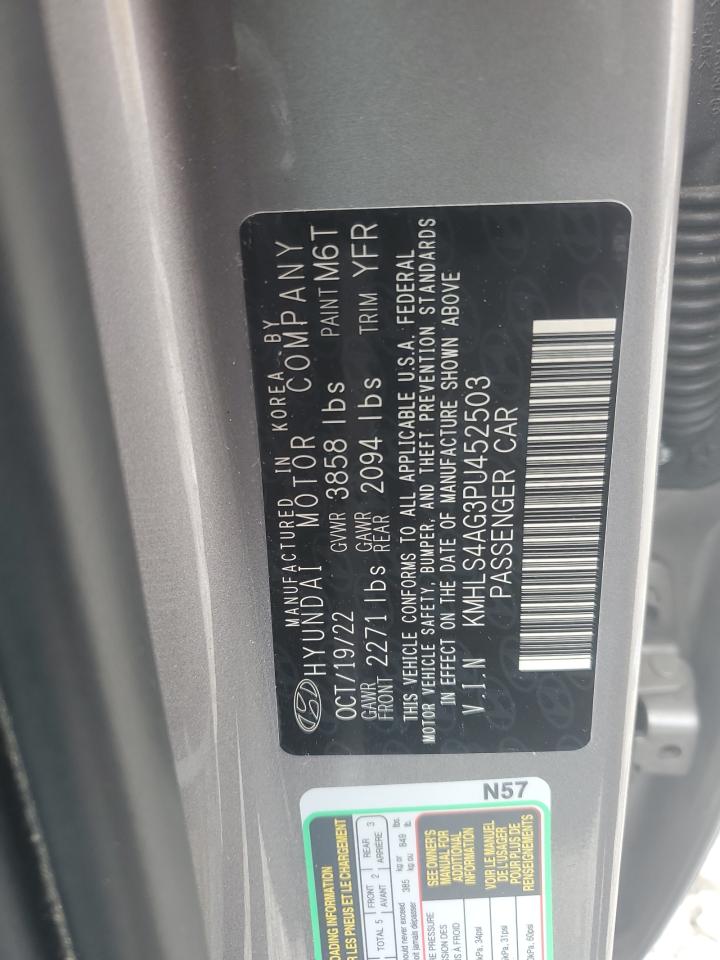2023 HYUNDAI ELANTRA SEL VIN:KMHLS4AG3PU452503