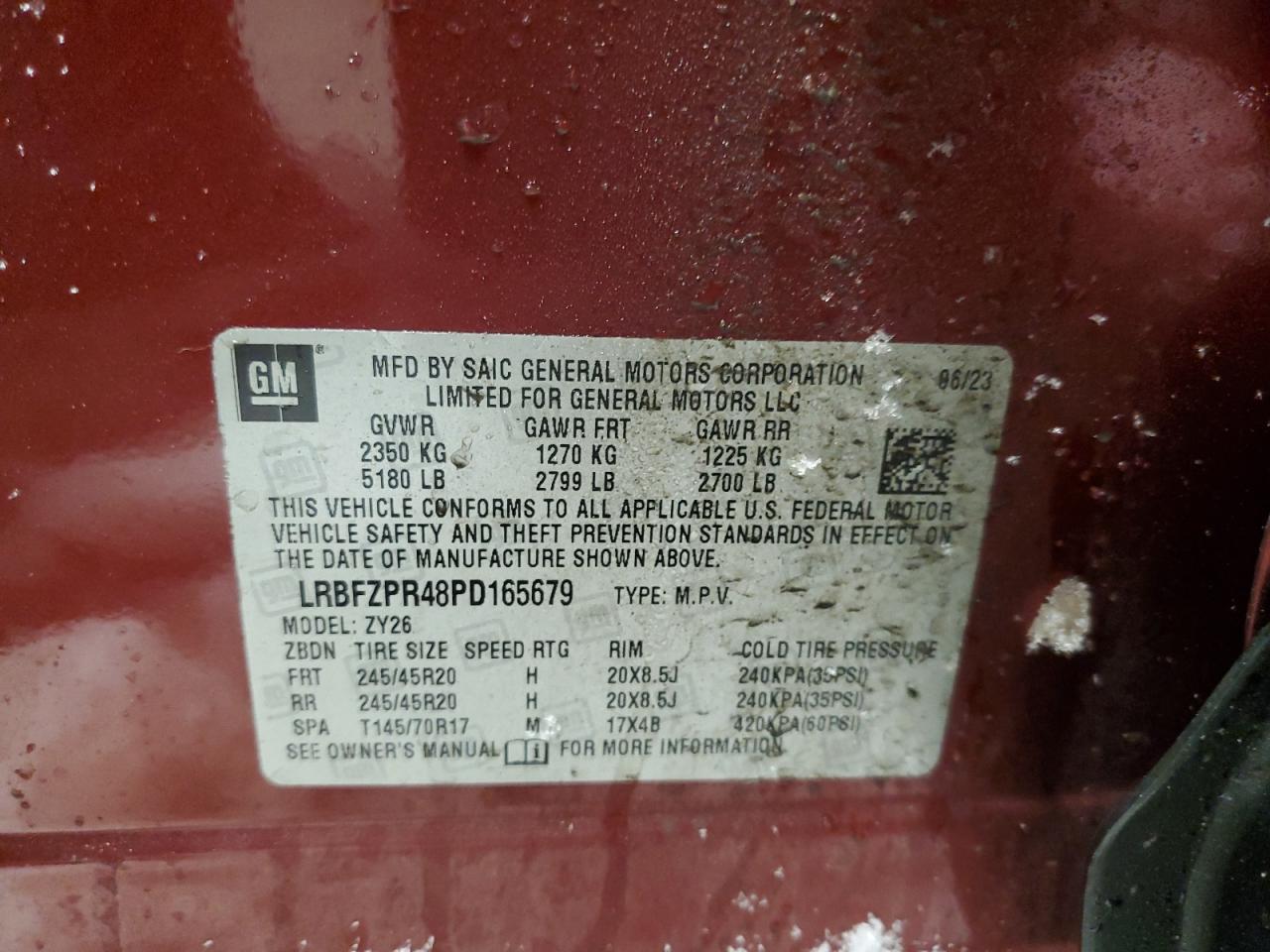 2023 BUICK ENVISION ESSENCE VIN:LRBFZPR48PD165679