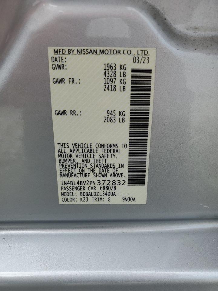 2023 NISSAN ALTIMA S VIN:1N4BL4BV2PN372832