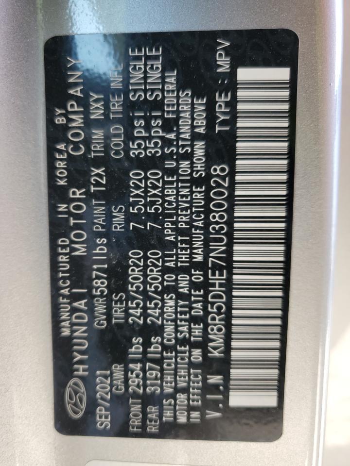 2022 HYUNDAI PALISADE LIMITED VIN:KM8R5DHE7NU380028