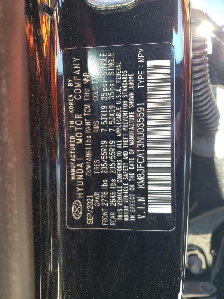 2022 HYUNDAI TUCSON SEL CONVENIENCE VIN:KM8JFCA13NU035591