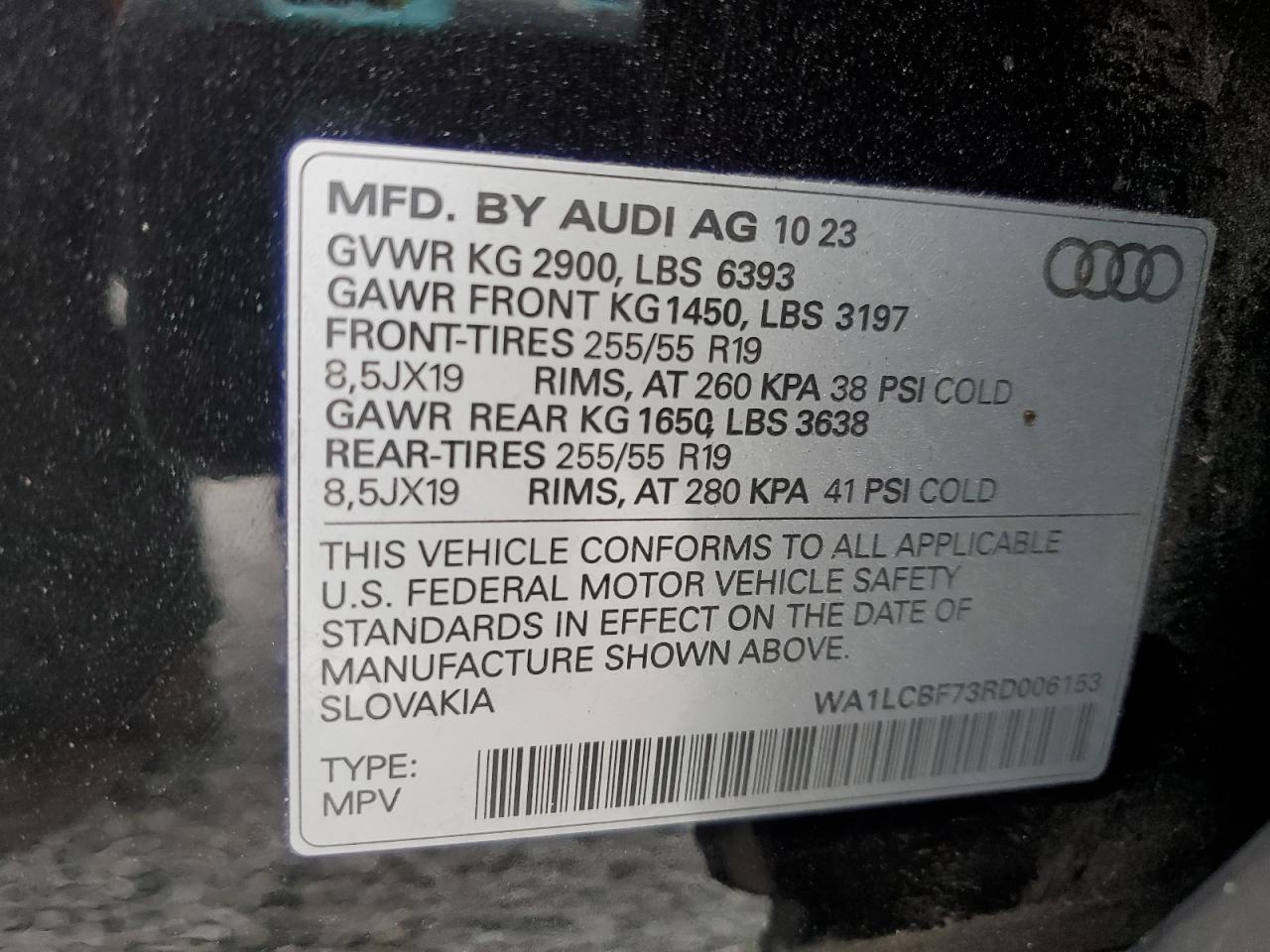 2024 AUDI Q7 PREMIUM PLUS VIN:WA1LCBF73RD006153