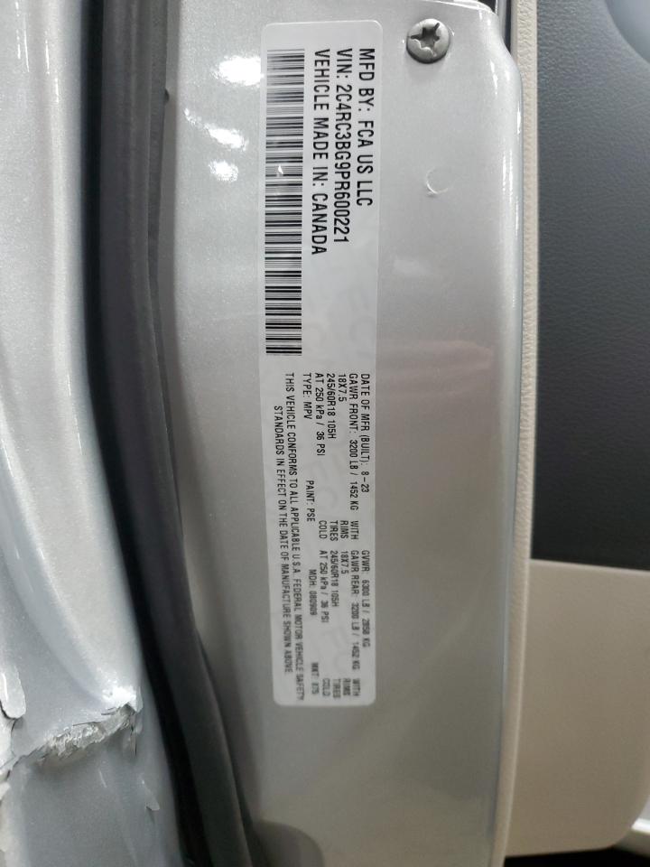 2023 CHRYSLER PACIFICA TOURING L VIN:2C4RC3BG9PR600221