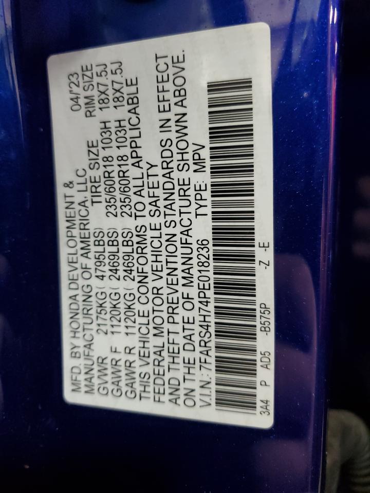 2023 HONDA CR-V EXL VIN:7FARS4H74PE018236