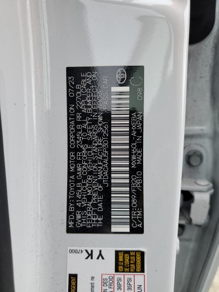 2023 TOYOTA PRIUS LE VIN:JTDACAAU5P3012561