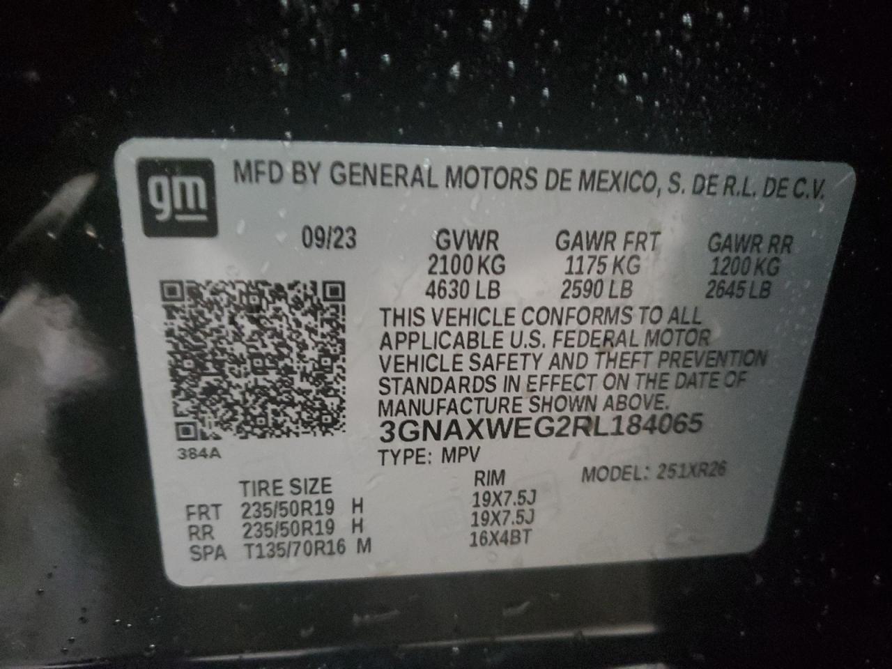 2024 CHEVROLET EQUINOX RS VIN:3GNAXWEG2RL184065