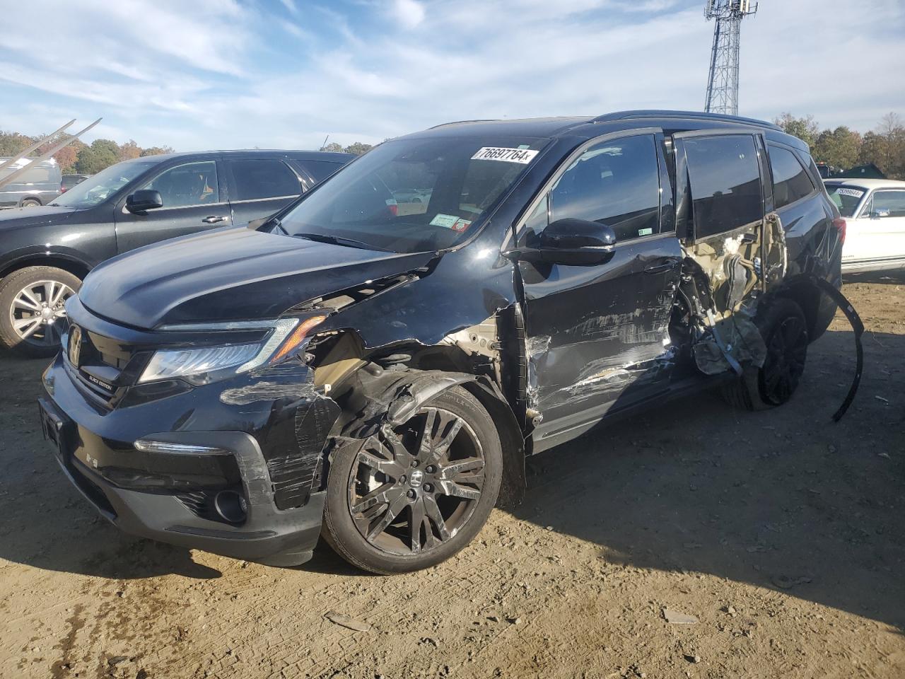 2022 HONDA PILOT BLACK VIN:5FNYF6H76NB000213