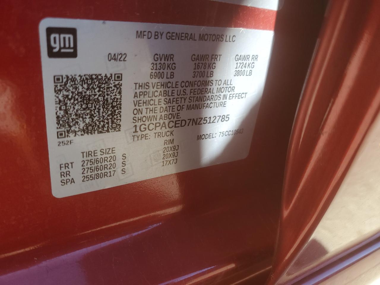 2022 CHEVROLET SILVERADO C1500 LT VIN:1GCPACED7NZ512785