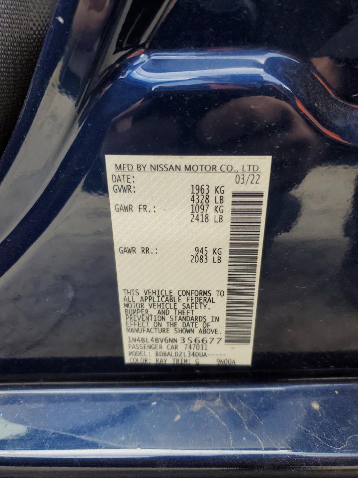 2022 NISSAN ALTIMA S VIN:1N4BL4BV6NN356677