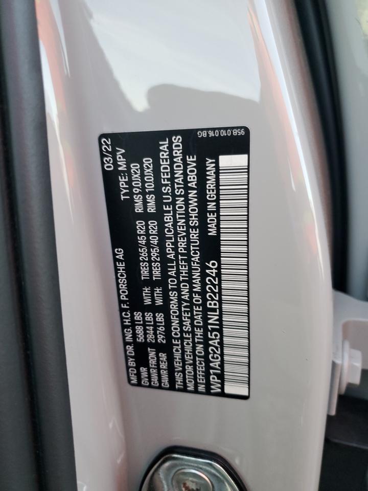 2022 PORSCHE MACAN S VIN:WP1AG2A51NLB22246