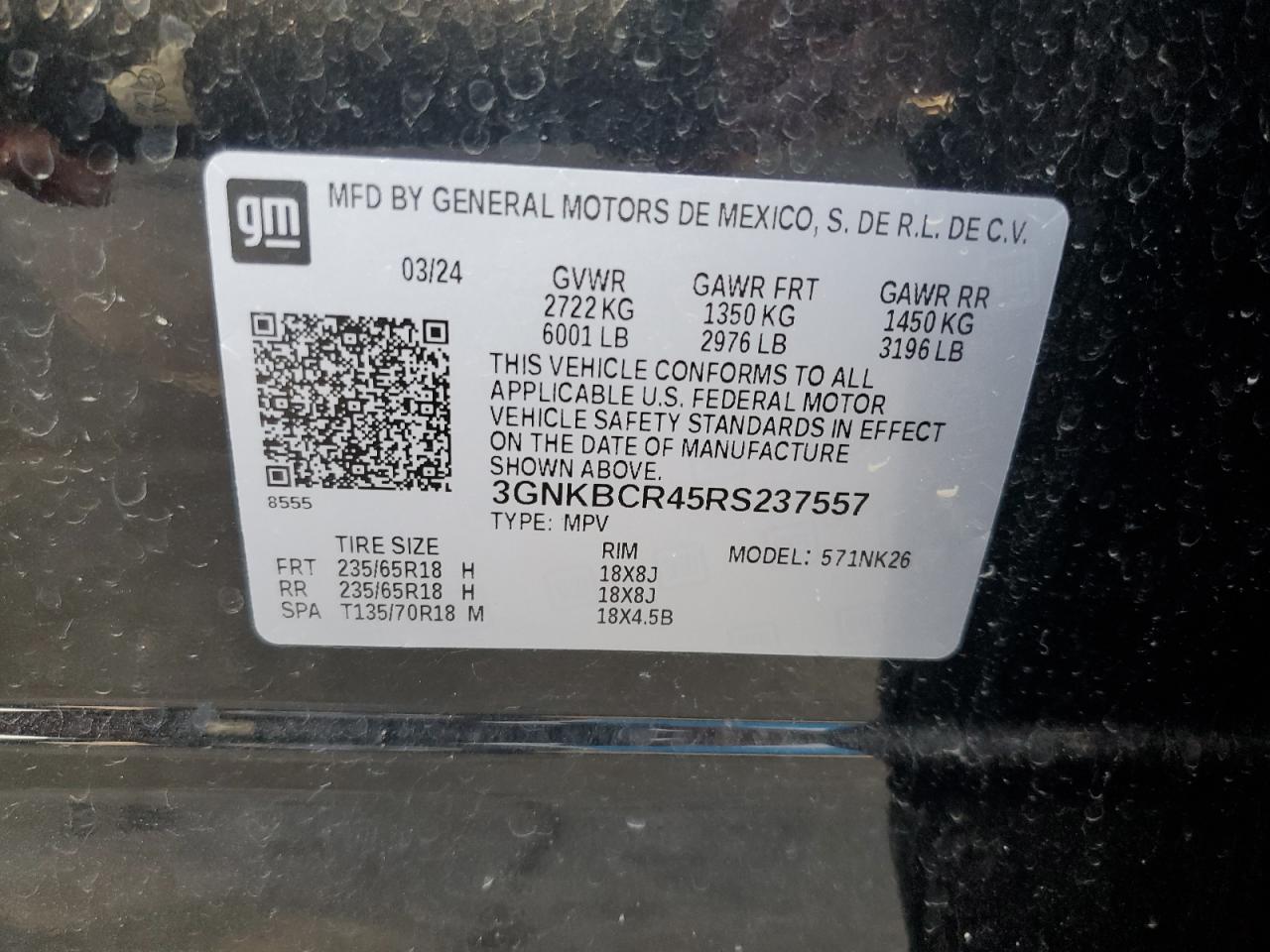 2024 CHEVROLET BLAZER 2LT VIN:3GNKBCR45RS237557