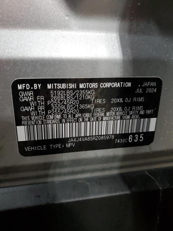 2024 MITSUBISHI OUTLANDER SE VIN:JA4J4VA85RZ085978
