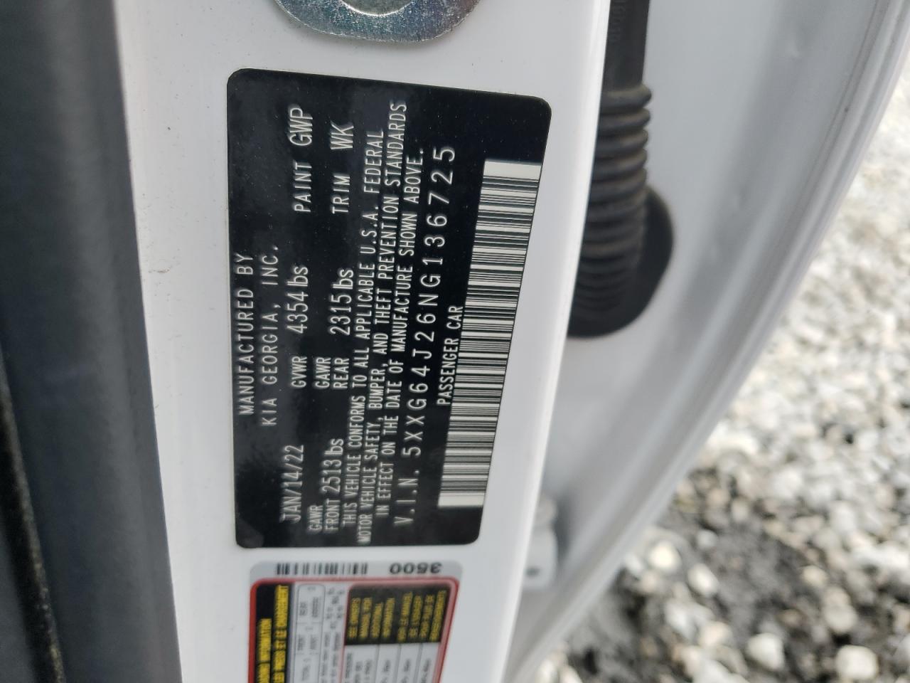 2022 KIA K5 GT LINE VIN:5XXG64J26NG136725