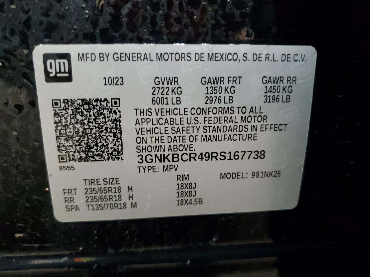 2024 CHEVROLET BLAZER 2LT VIN:3GNKBCR49RS167738