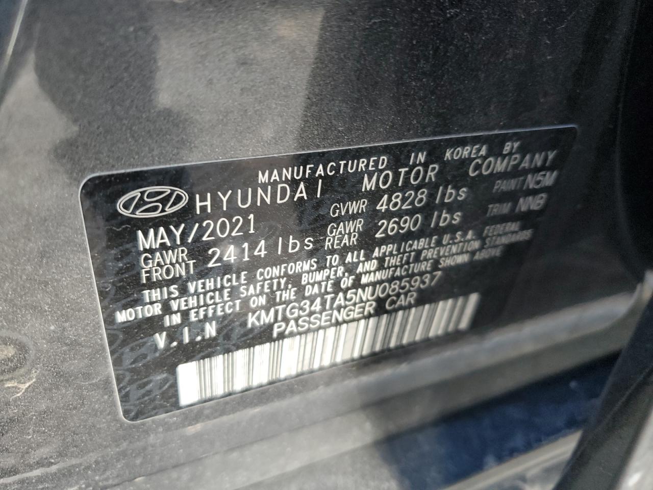 2022 GENESIS G70 BASE VIN:KMTG34TA5NU085937