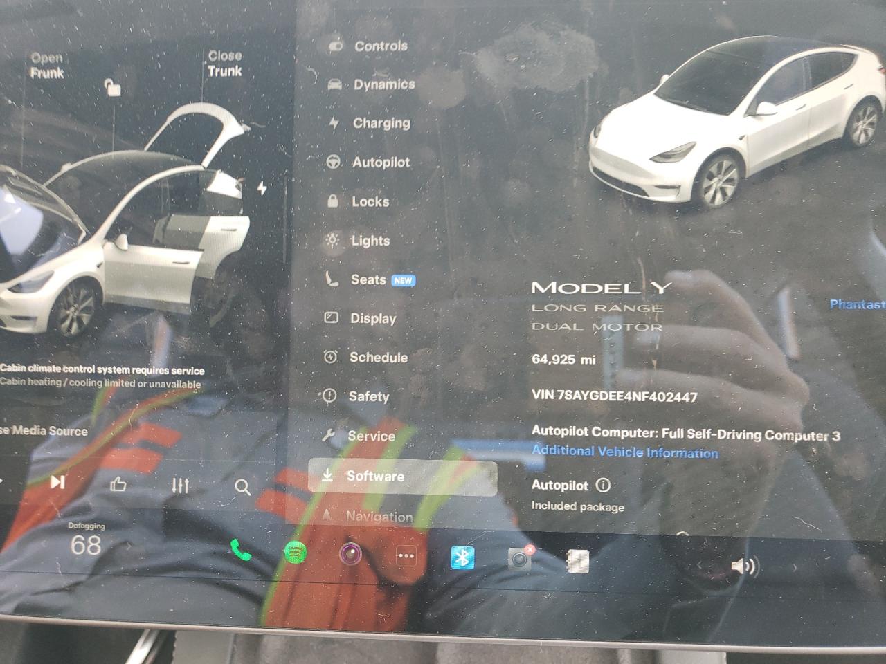 2022 TESLA MODEL Y VIN:7SAYGDEE4NF402447