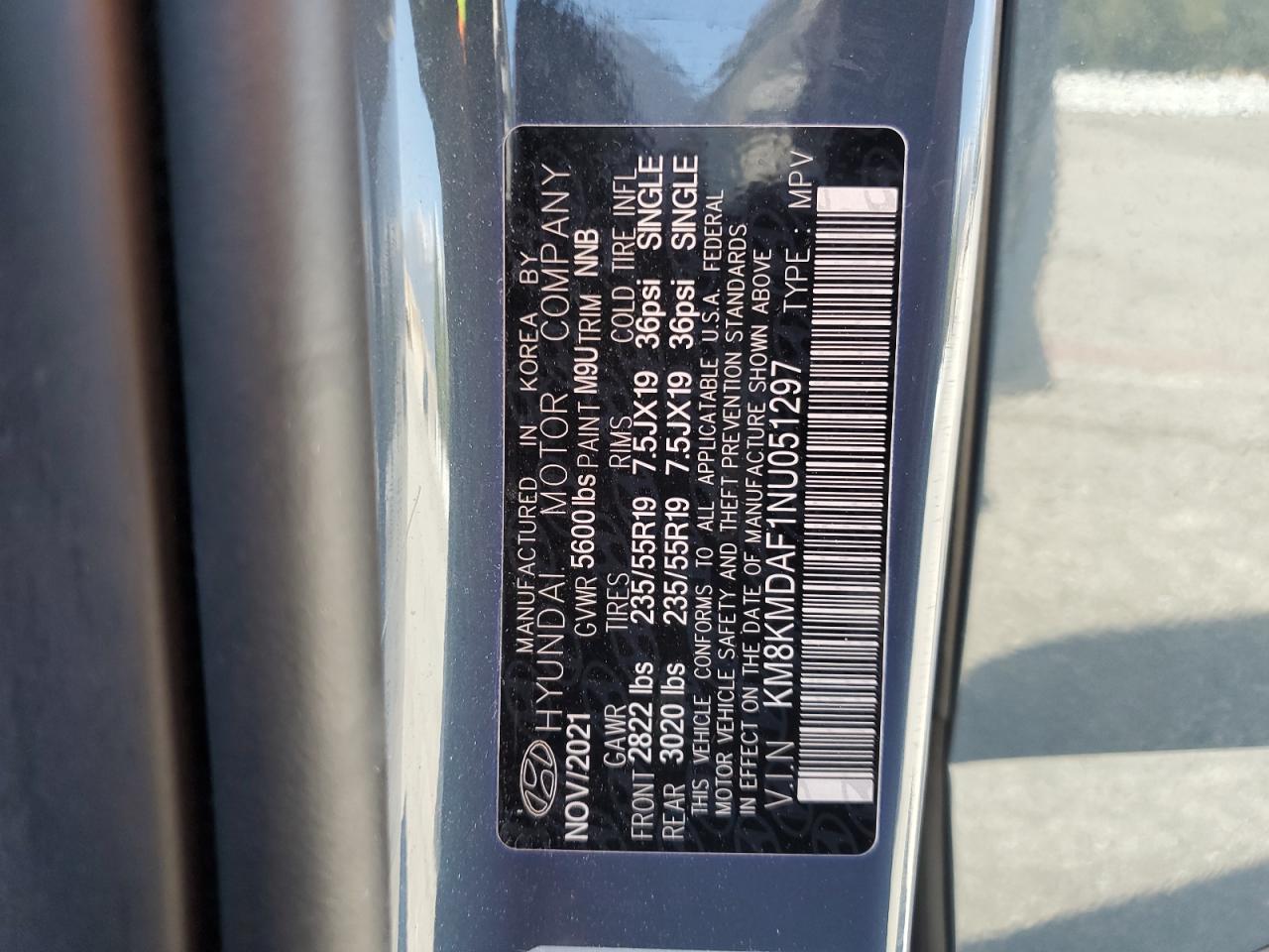 2022 HYUNDAI IONIQ 5 SE VIN:KM8KMDAF1NU051297