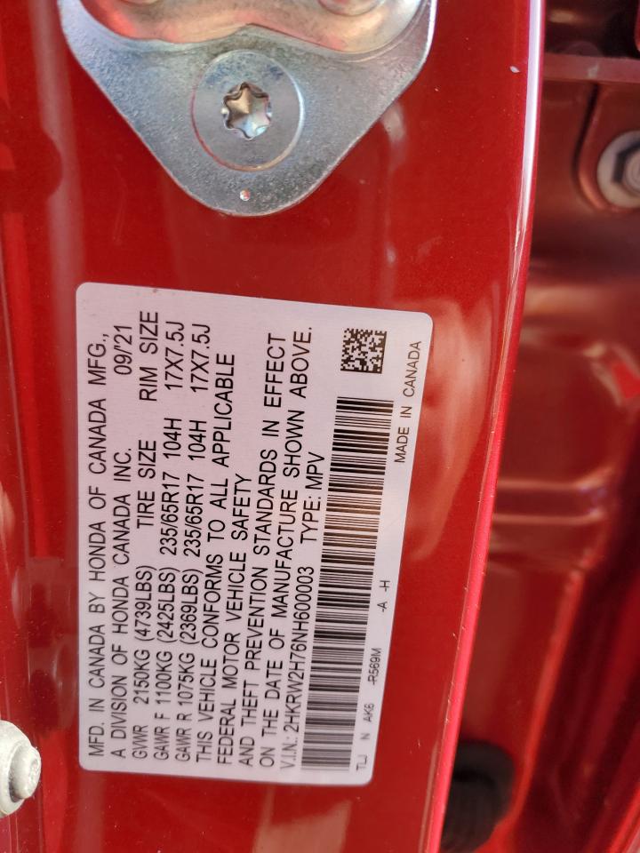 2022 HONDA CR-V SE VIN:2HKRW2H76NH600003