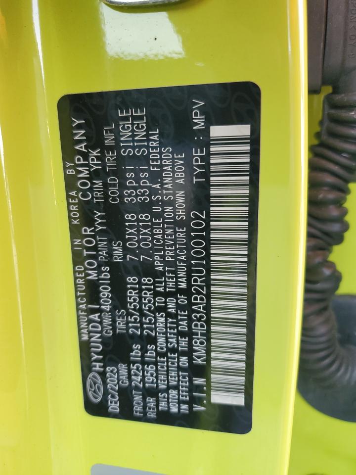 2024 HYUNDAI KONA SEL VIN:KM8HB3AB2RU100102