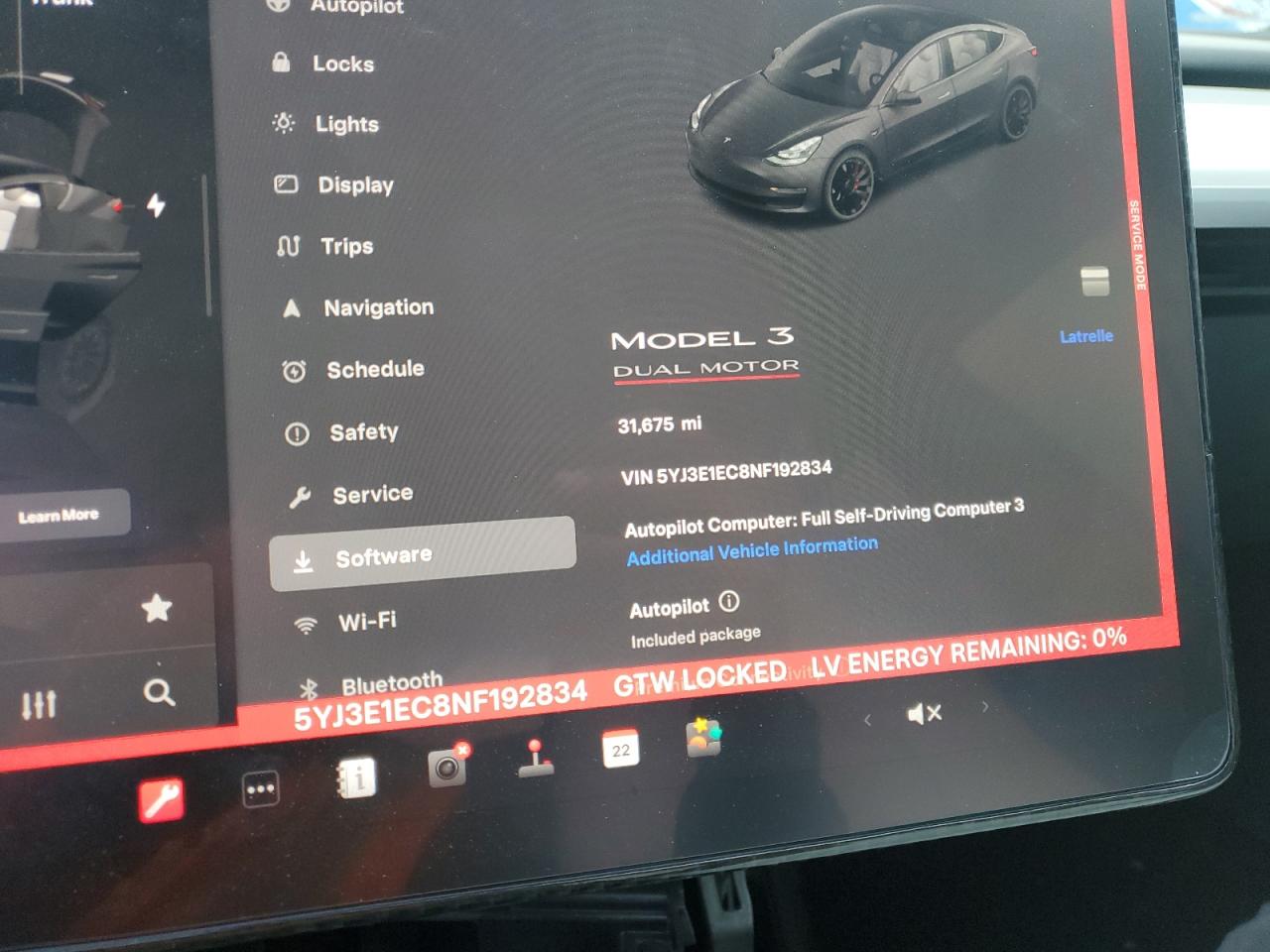 2022 TESLA MODEL 3  VIN:5YJ3E1EC8NF192834