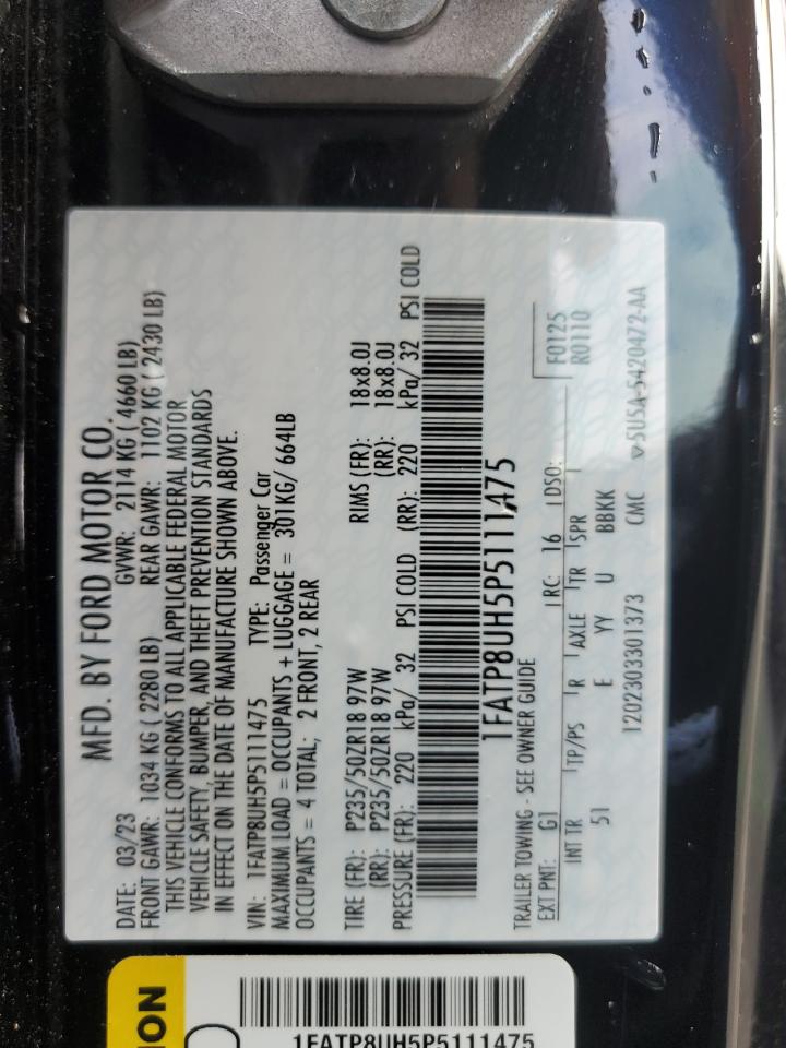 2023 FORD MUSTANG  VIN:1FATP8UH5P5111475