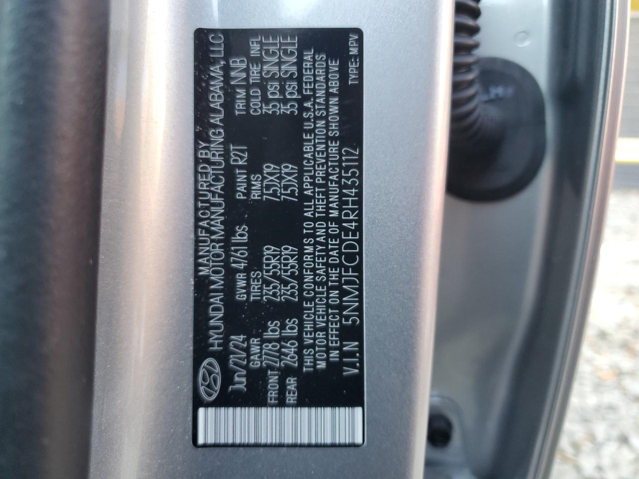 2024 HYUNDAI TUCSON SEL VIN:5NMJFCDE4RH435112