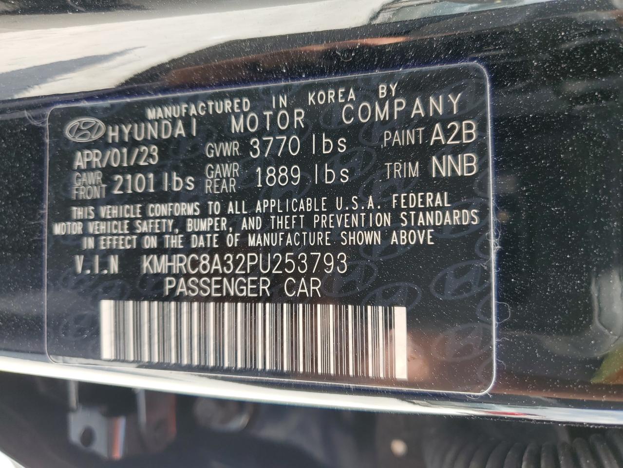 2023 HYUNDAI VENUE SEL VIN:KMHRC8A32PU253793