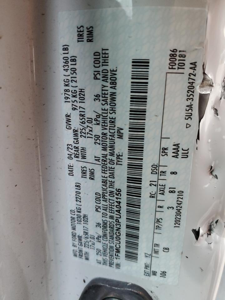 2023 FORD ESCAPE ACTIVE VIN:1FMCU0GN3PUA04156